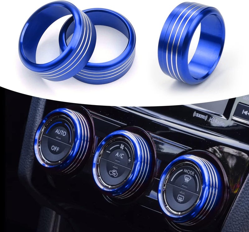 Bentolin for Subaru AC Knob Cover Accessory Center Console Switch Volume Temp Control Button Ring Trim Compatible with Forester 2014-2018, Crosstrek XV 2013-2017,Impreza 2014-2016,WRX/STi 2015-2020 Blue 3 PCS - Image 1